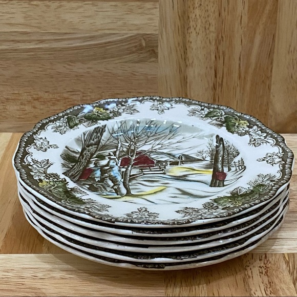 6pcs Vintage Johnson Bros Friendly Village Sugar Maples 6" Bread & Butter Plate - Picture 2 of 12